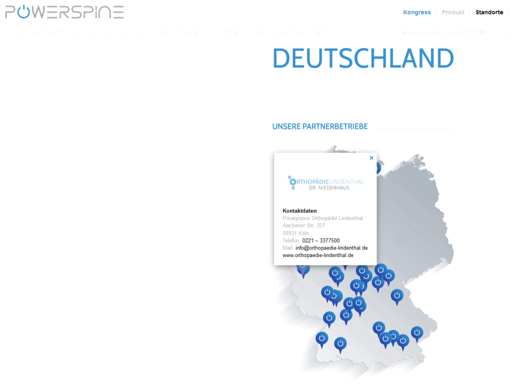 Powerspine Übersichtskarte Deutschland